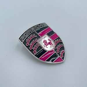 Refinished Hood Crest Emble hand-painted hood crest Ruby Pink fits 911 997 996
